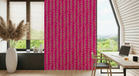 Retro-inspired botanical Climbing Vines Stripe wall covering; beautiful, appealing pink tone.