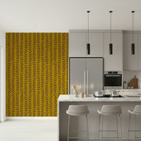 Decorative Climbing Vines Stripe print, stunning ocher Mustard Yellow wallpaper.