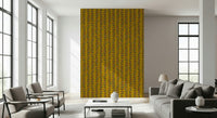 Groovy Climbing Vines Stripe decor, eye-catching Mustard Yellow wallpaper.