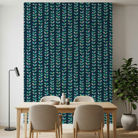 Contemporary striped wall decor featuring pink, green, and teal retro shapes.