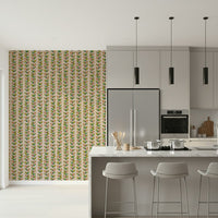 Climbing Vines Stripe Retro Leaves Off-White wallpaper; charming, peaceful botanical pattern.