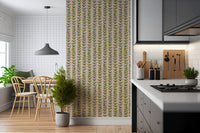Striking Climbing Vines Stripe wall design; decorative, attractive abstract plant pattern.