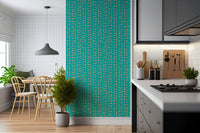 Stylish Climbing Vines Stripe pattern, easy installation wallpaper, cheerful kitchen accent.