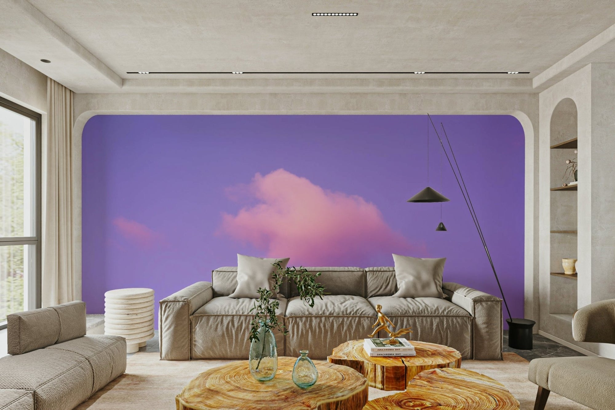 A beautiful serene sky wallpaper mural with soft clouds., GD4745