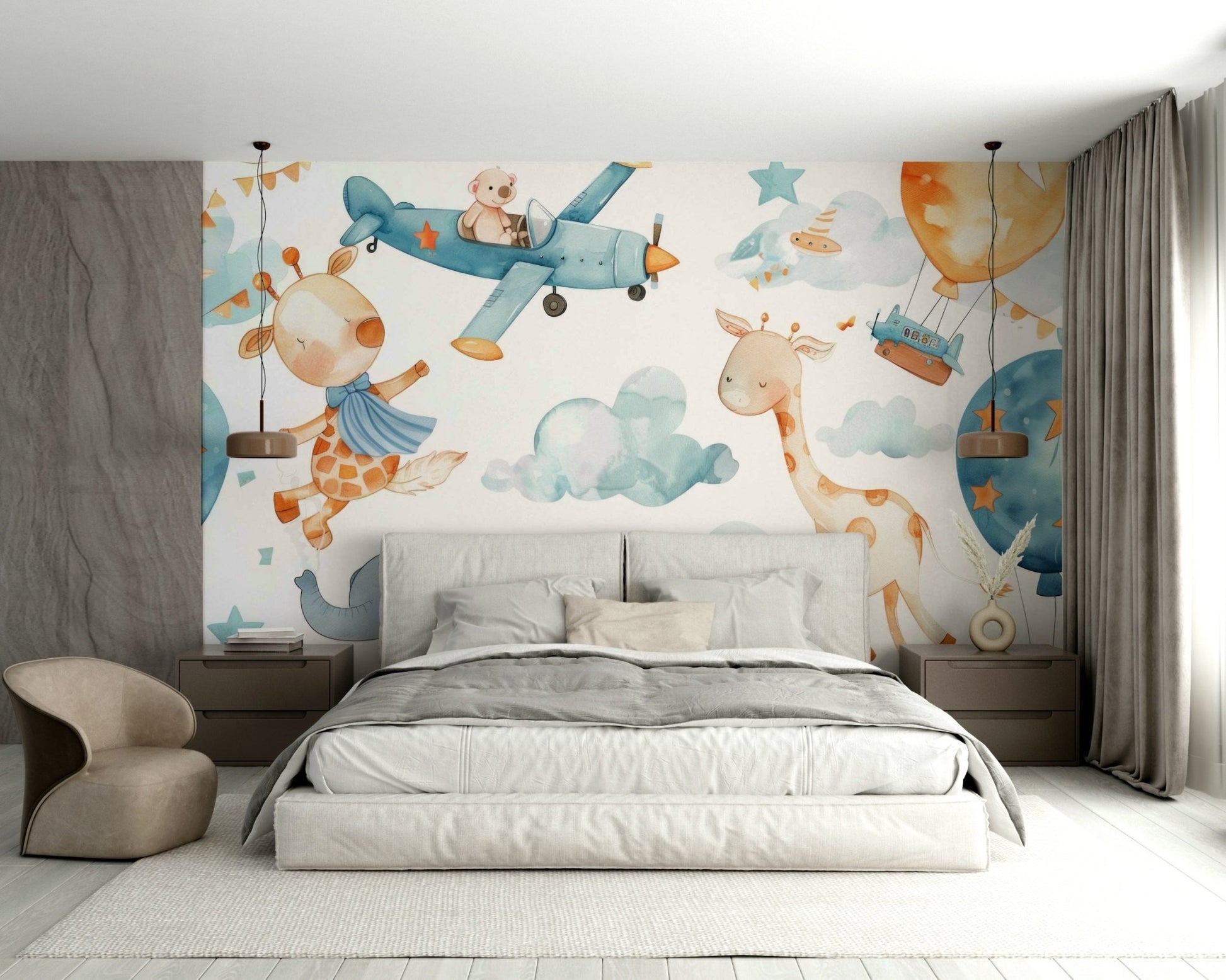 Soft, fluffy clouds in a gentle sky.

