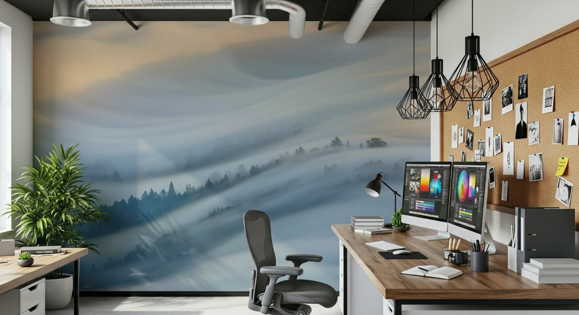 An artistic nature inspired mural for home decor.