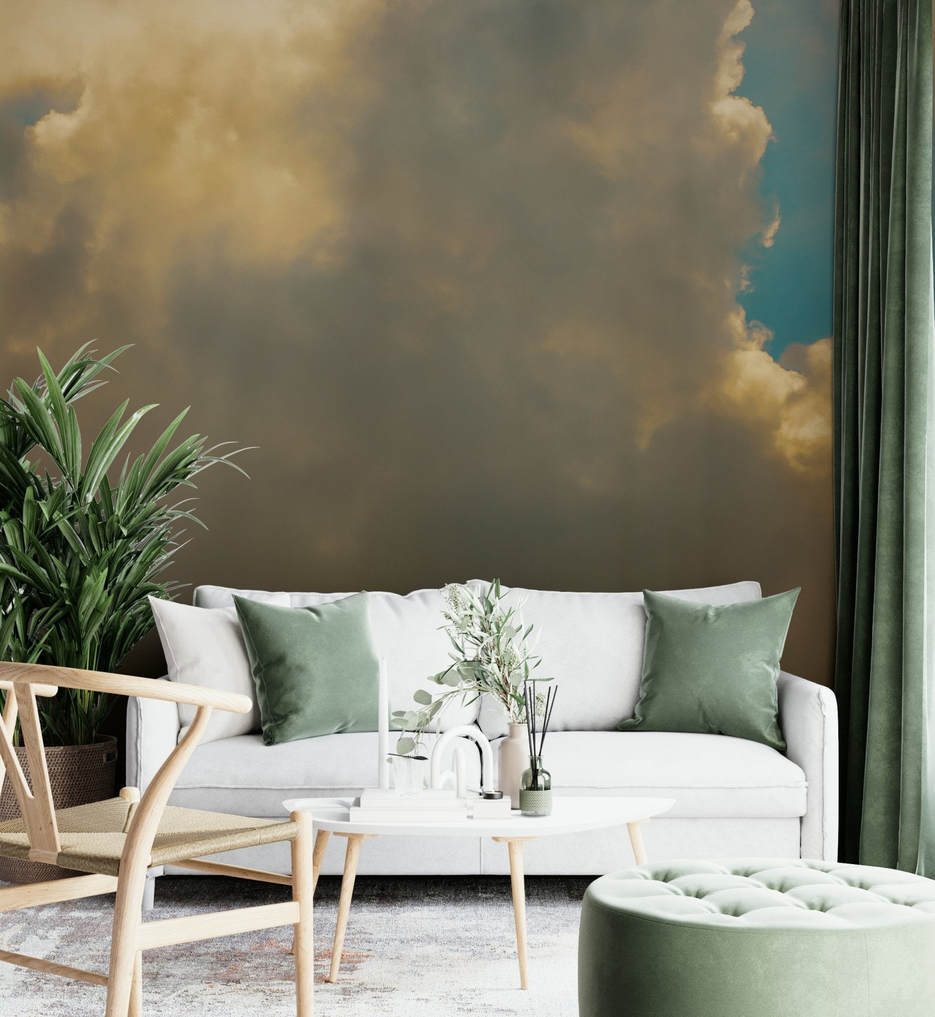 Caramel and cream fill a tall cloud, a golden wall mural GD4796


