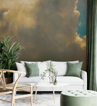 Caramel and cream fill a tall cloud, a golden wall mural GD4796

