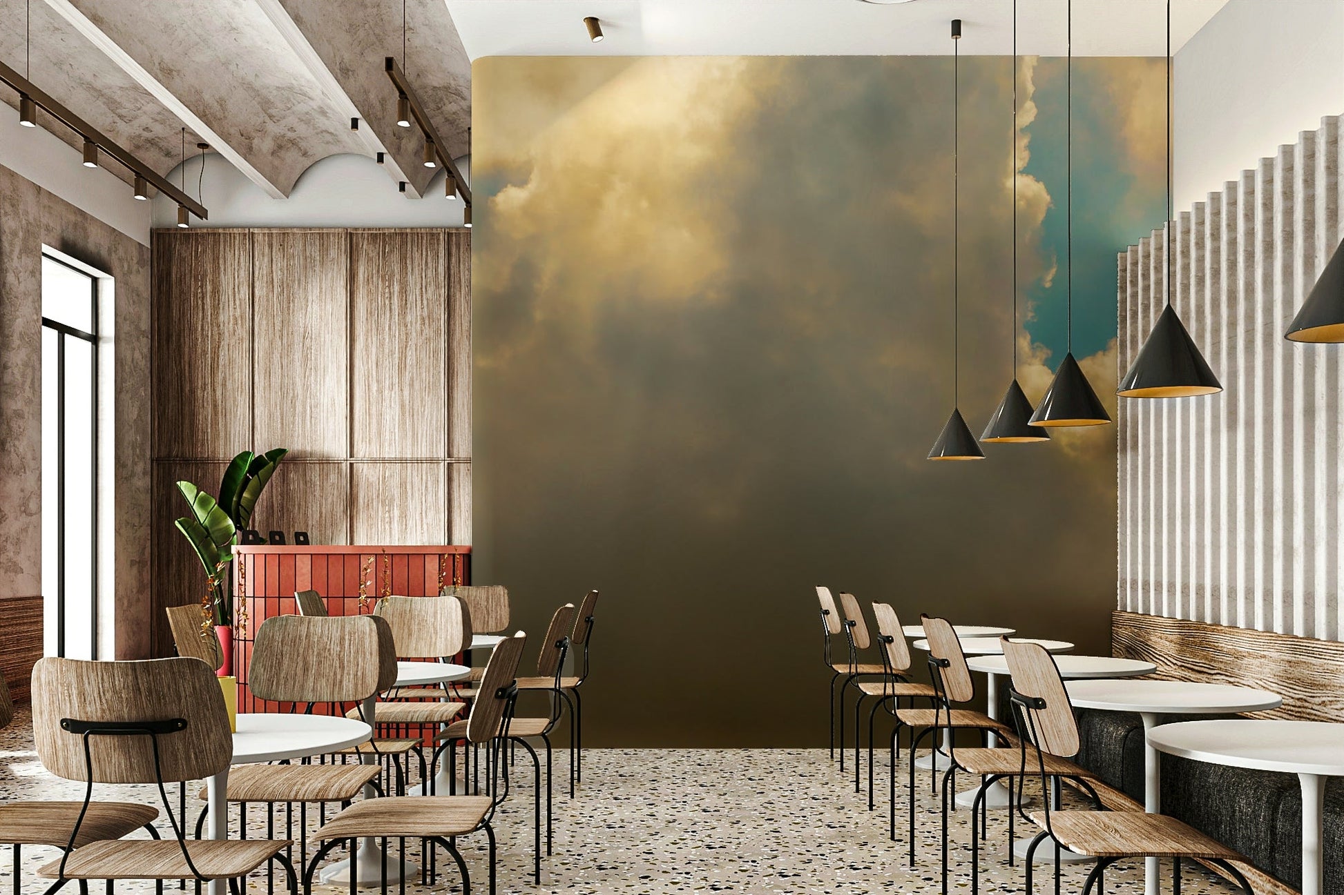 Champagne highlights ride the cloud edge in this Clouds #4 wall mural GD4796


