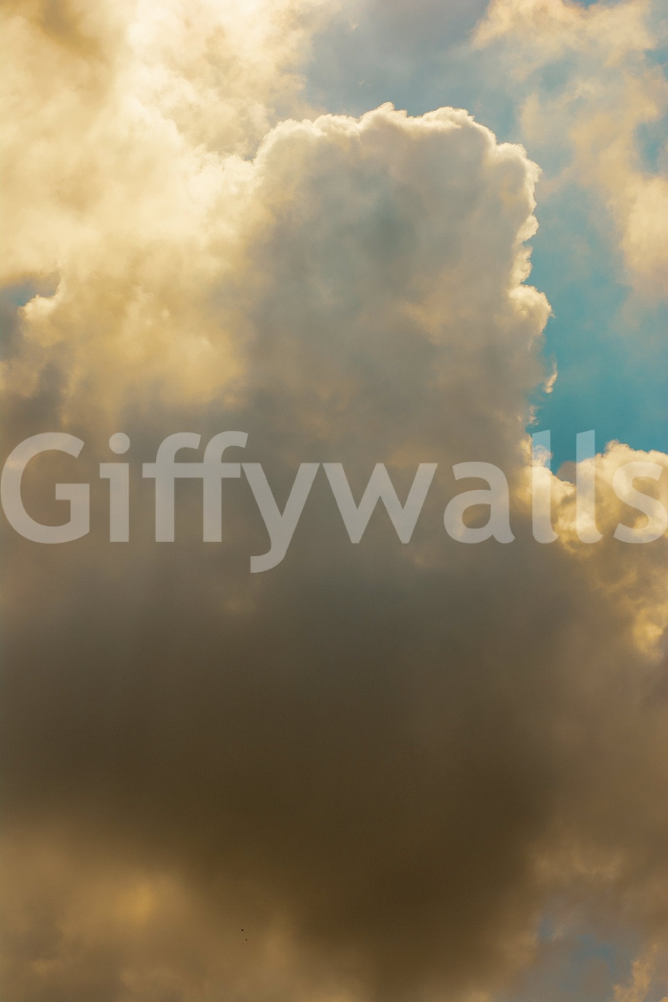 Massive gold cloud crowds the frame above blue, a sky wall mural GD4796
