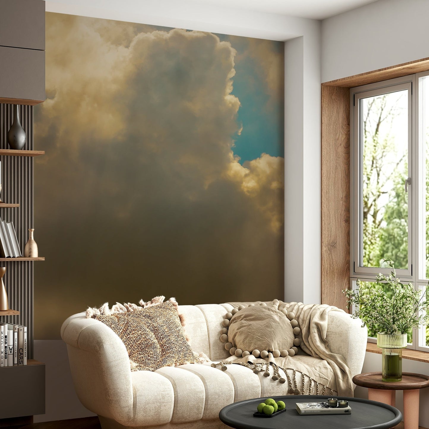 Toasted gold fades into shadow below, a cloudscape wall mural GD4796
