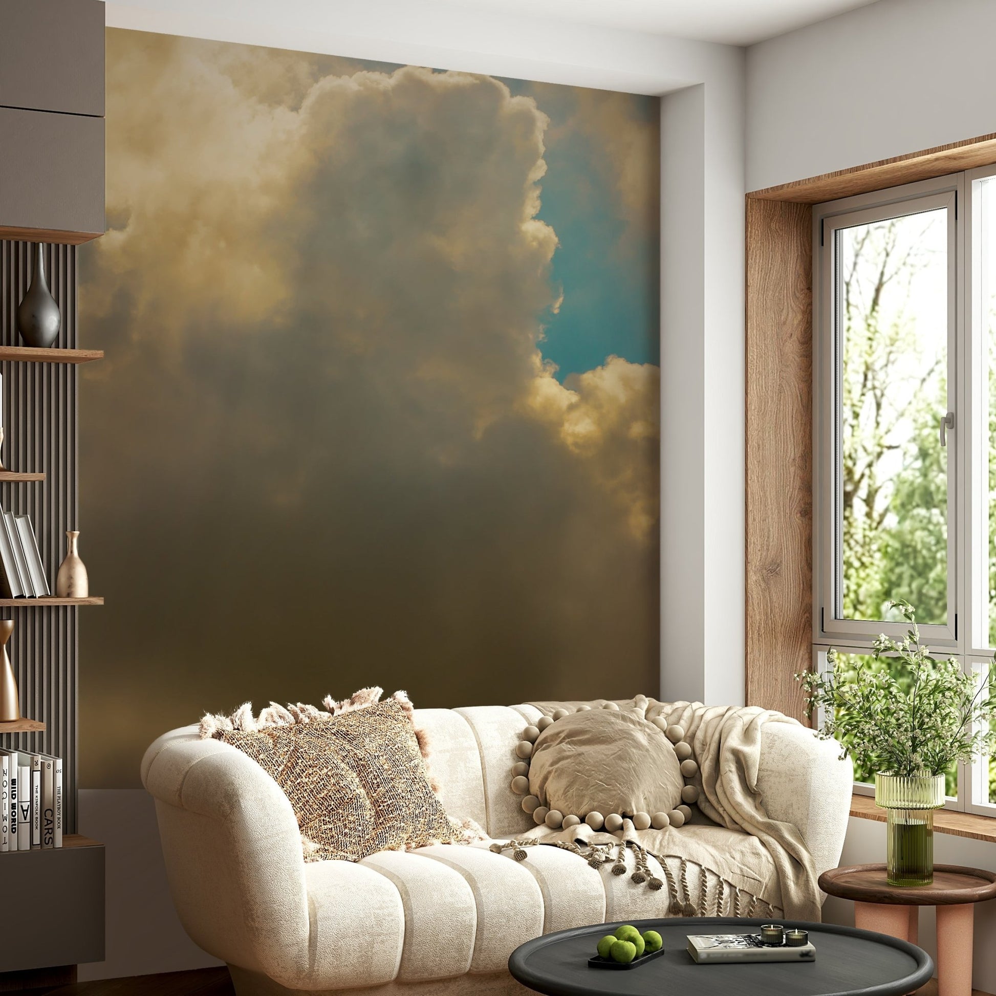 Toasted gold fades into shadow below, a cloudscape wall mural GD4796
