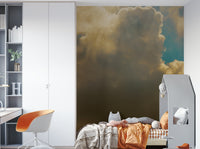Grand cloud shapes tower over teal sky patches, a Clouds #4 wall mural GD4796
