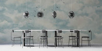 Artistic clouds and birds mural pattern C535
