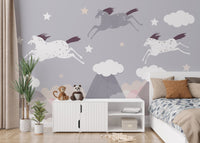 Clouds and Flying Horses Wallpaper Murals - Giffywalls