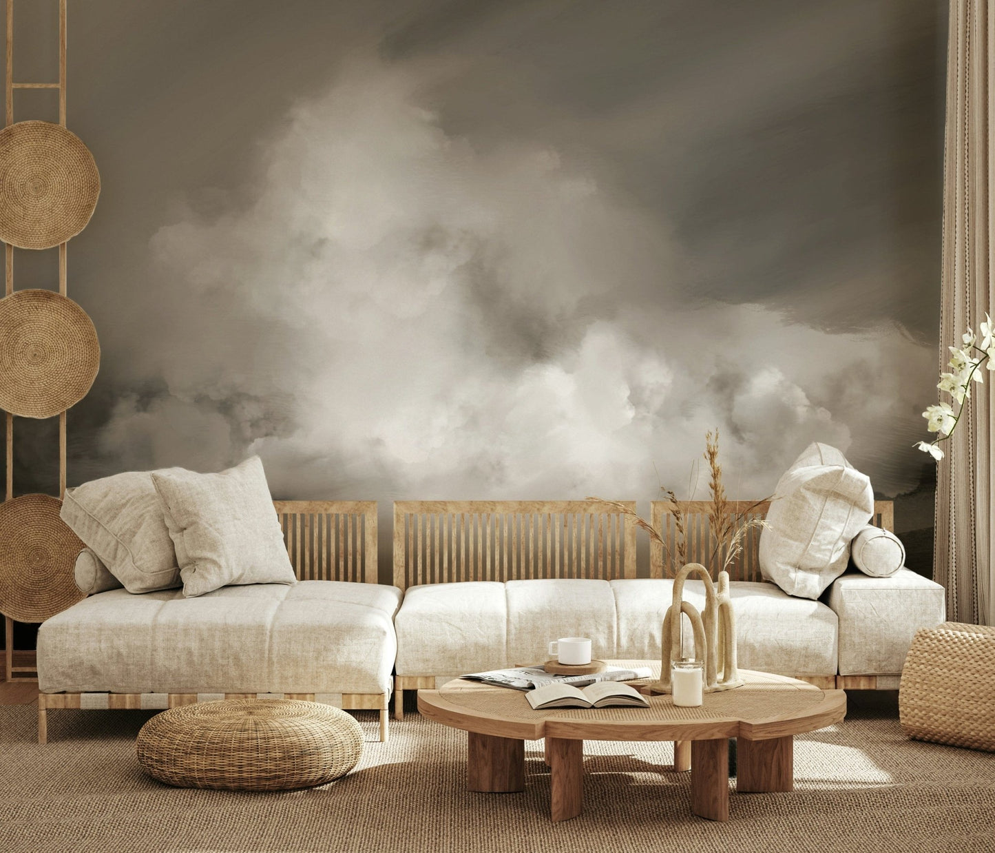 A calming serene sky wallpaper mural that defines a space., GD5574