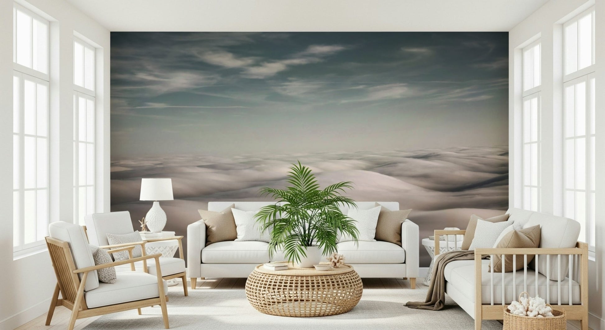 A serene dreamy sky wall mural for tranquil decor.