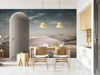 An artistic minimalist form mural for home decor.