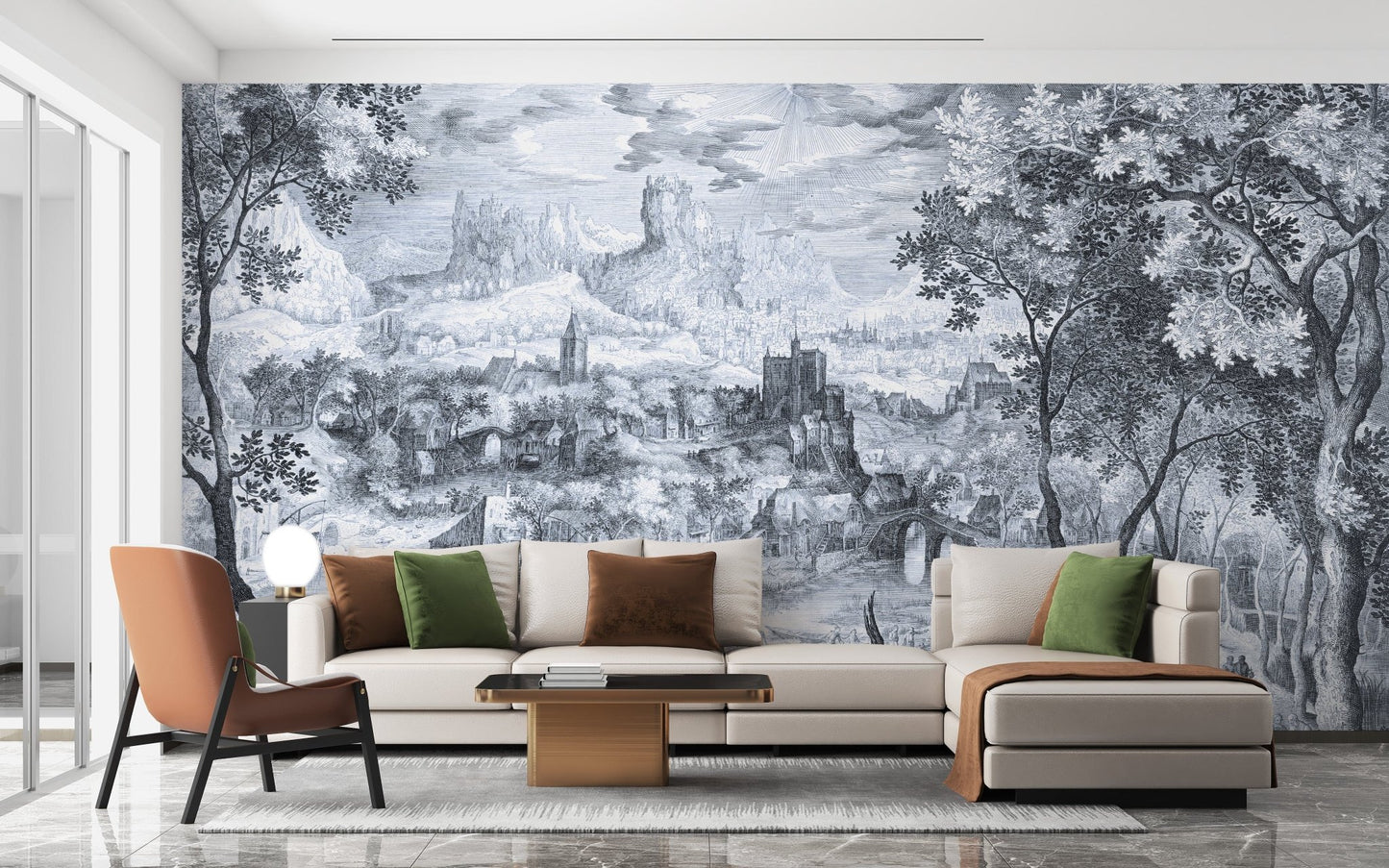 Countryside wallpaper mural with fine details MB09