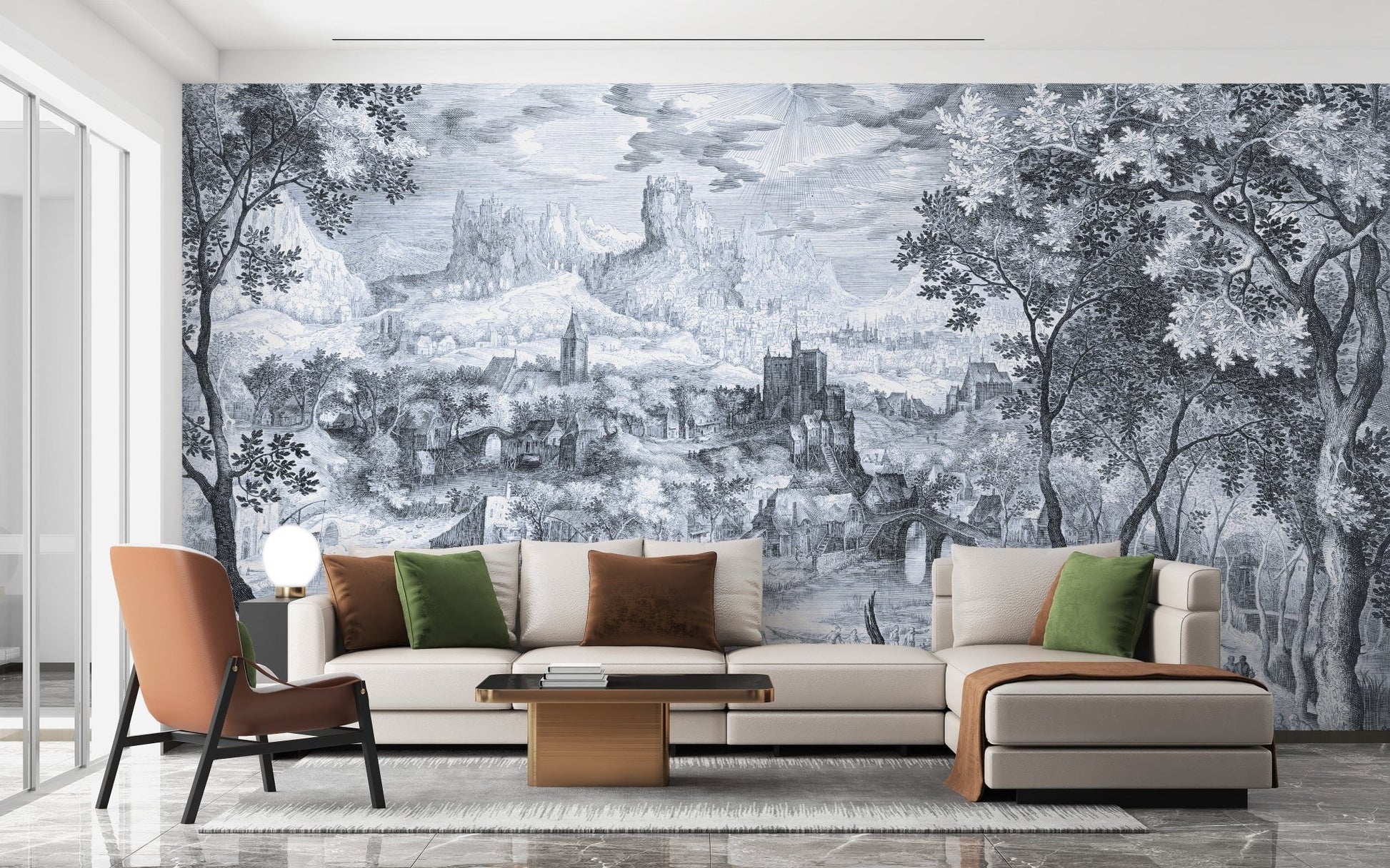 Countryside wallpaper mural with fine details MB09