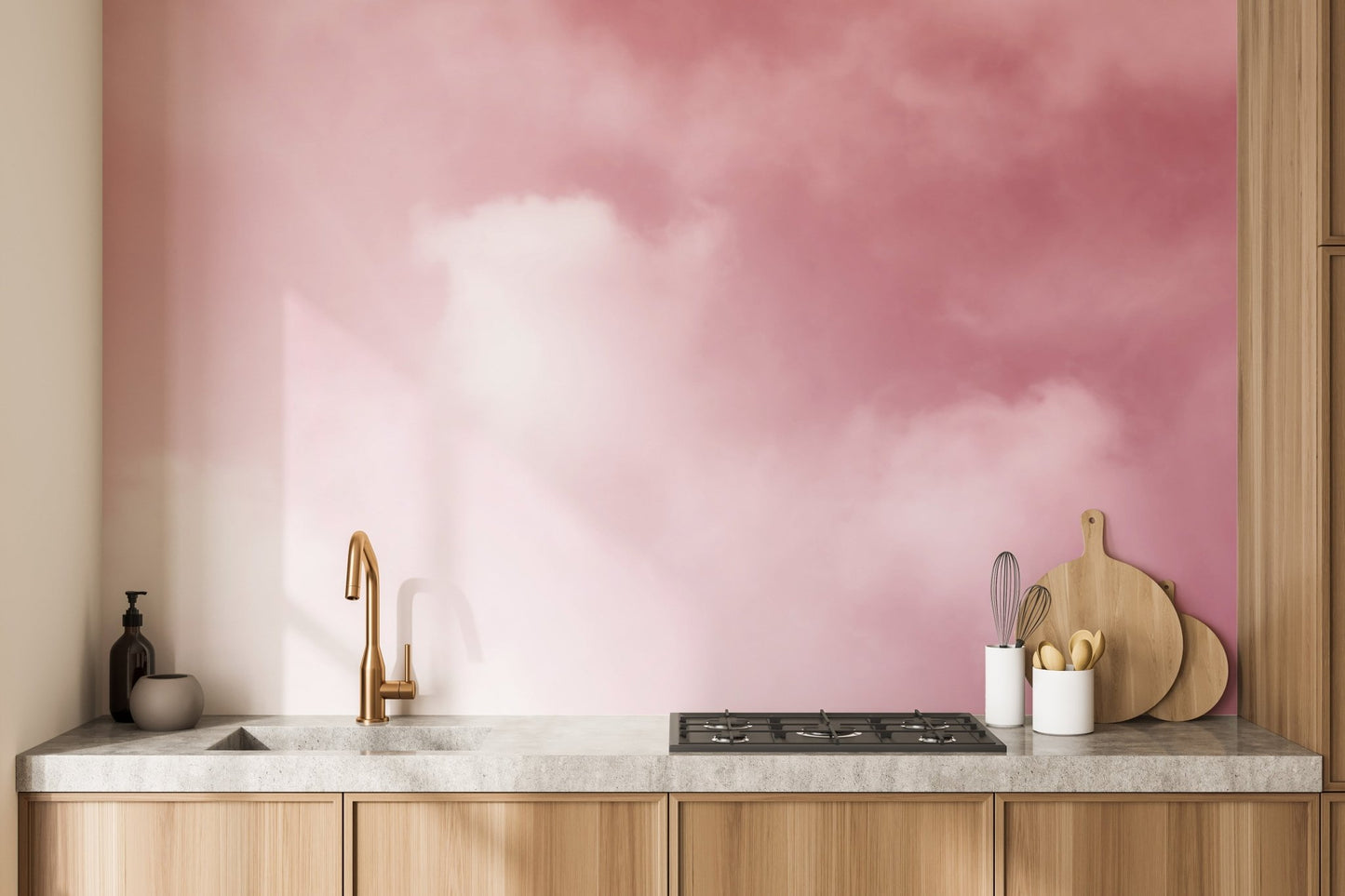 Pink Sky And Clouds peel and stick  wallpaper A717
