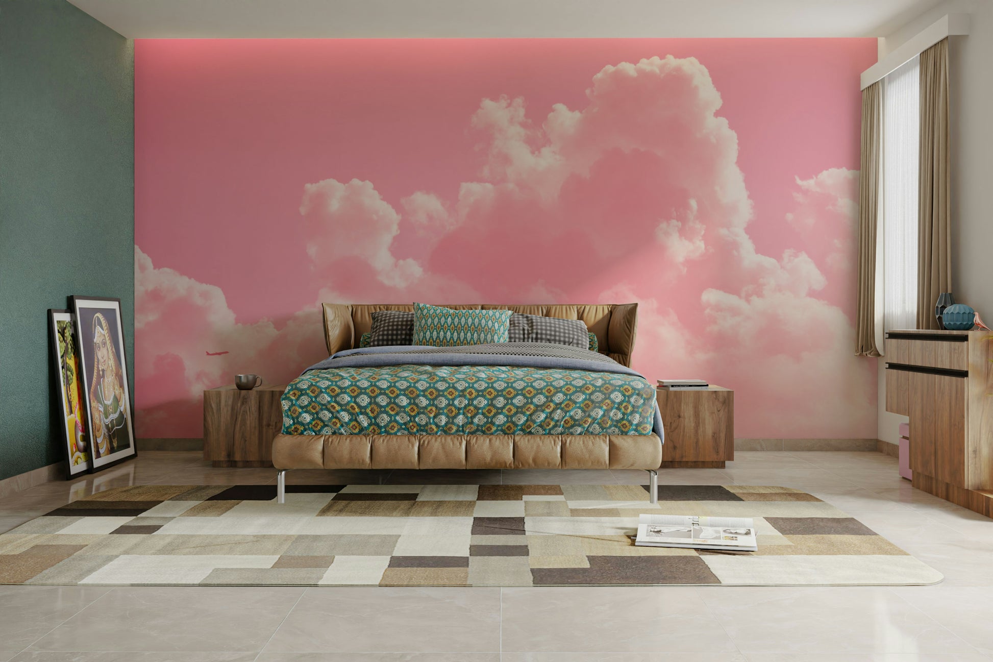 An artistic nature inspired mural for home decor.

