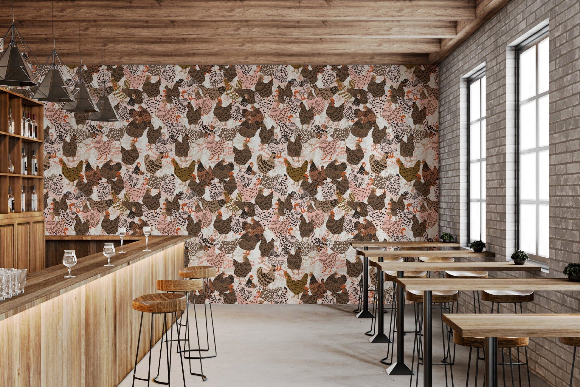 Sophisticated poultry wallpaper for cozy spaces
