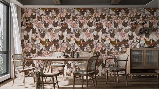 Clucking Chic Poultry Wallpaper, AN54