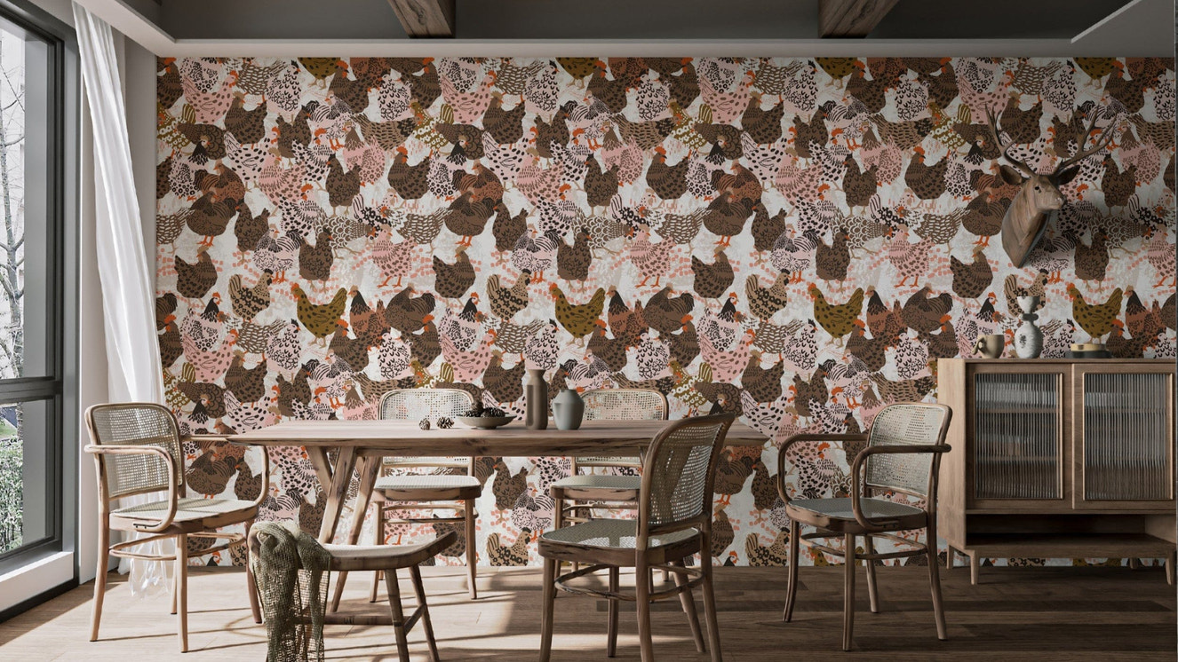 Clucking Chic Poultry Wallpaper
