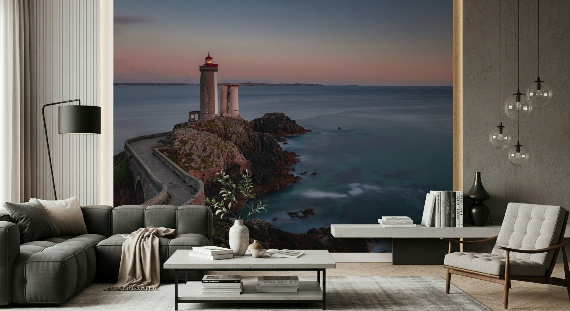 A beautiful modern art wall mural of delicate lines.