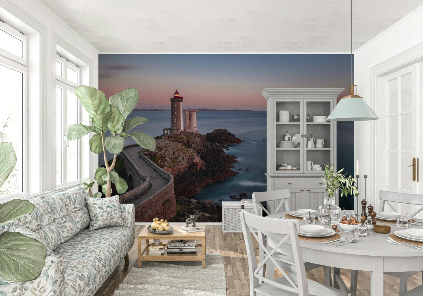 A contemplative gentle design wallpaper mural for a feature wall.