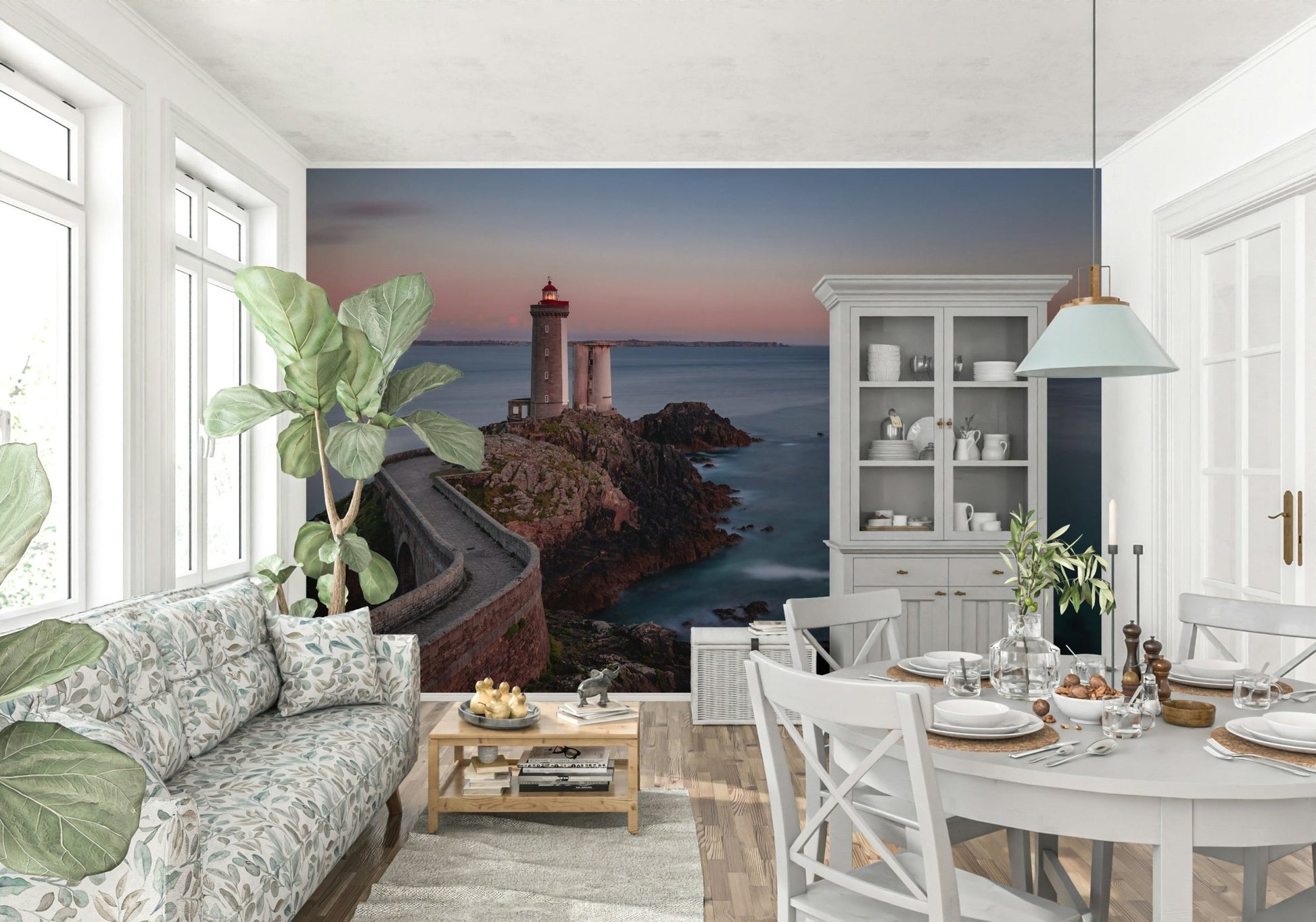 A contemplative gentle design wallpaper mural for a feature wall.
