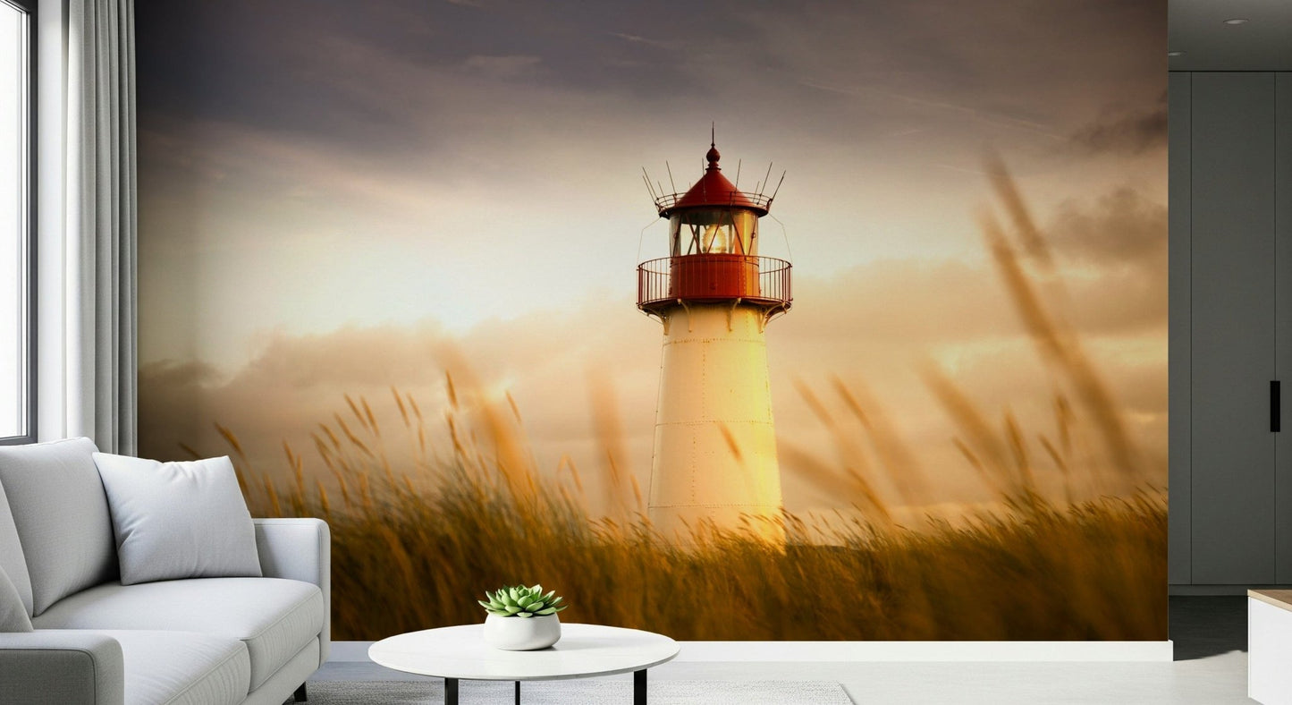 Elegant sunset over the water wall mural for a guest room feature wall wallpaper.