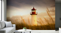 Elegant sunset over the water wall mural for a guest room feature wall wallpaper.