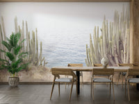Light cactus wallpaper with beachy color hints

