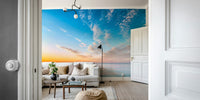 Sunset over ocean water in Coastal Calm Mural

