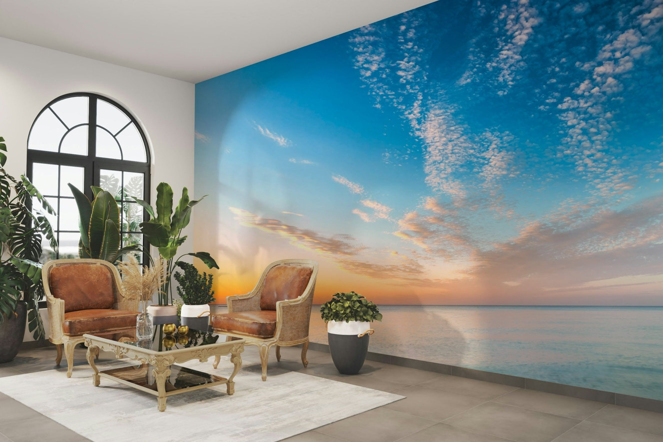 Coastal Calm at Dusk Wall Mural for serene ambiance

