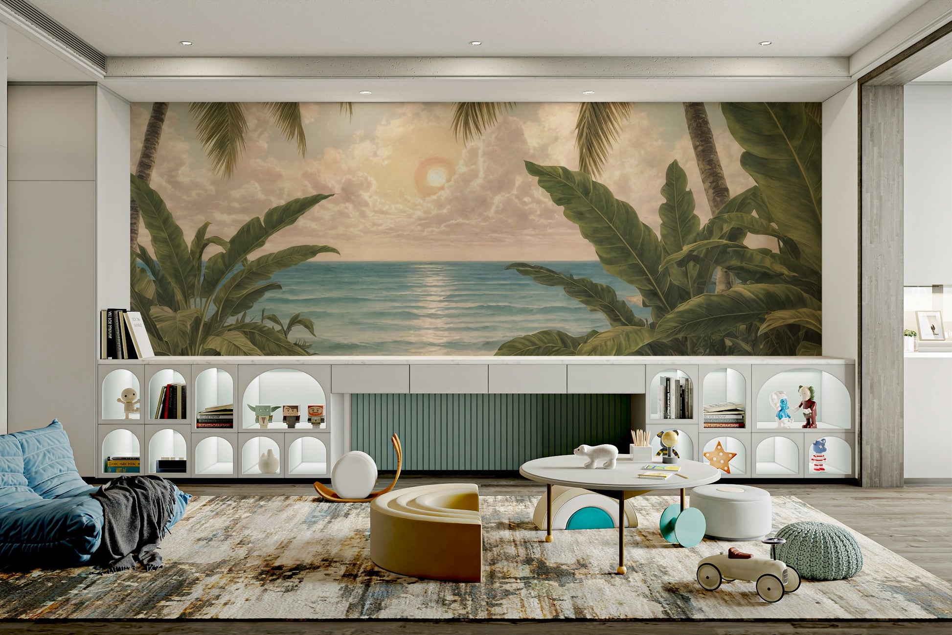 The abstract shapes are a central focus of the image.

