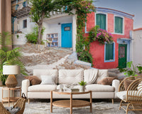 Red terracotta wall Coastal Cottage Charm Wall Mural