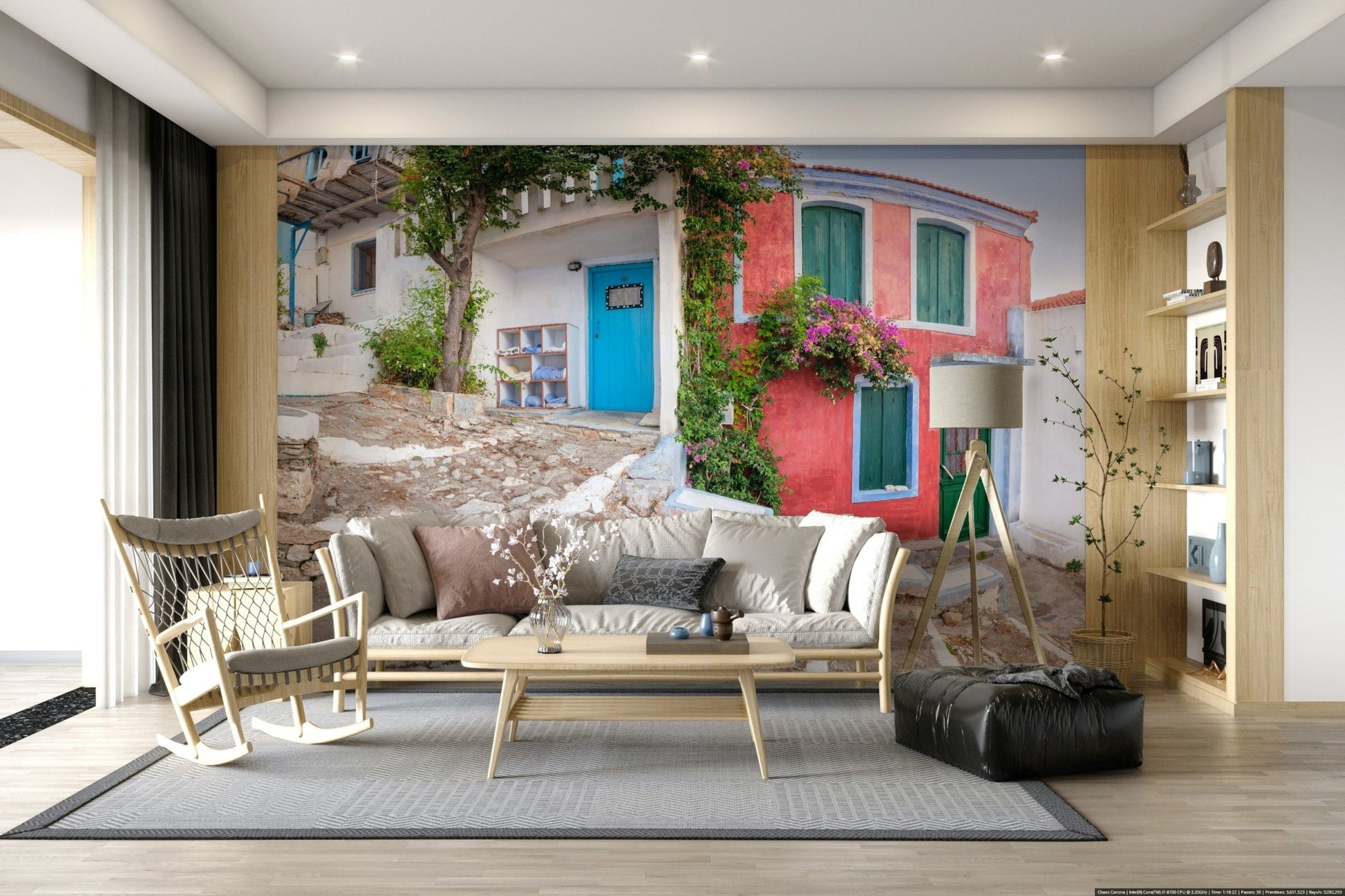 Rustic stone pathway Coastal Cottage Charm Wall Mural scene