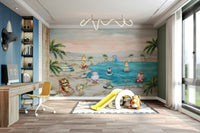 The mural is created for an entire wall, providing an immersive feel.
