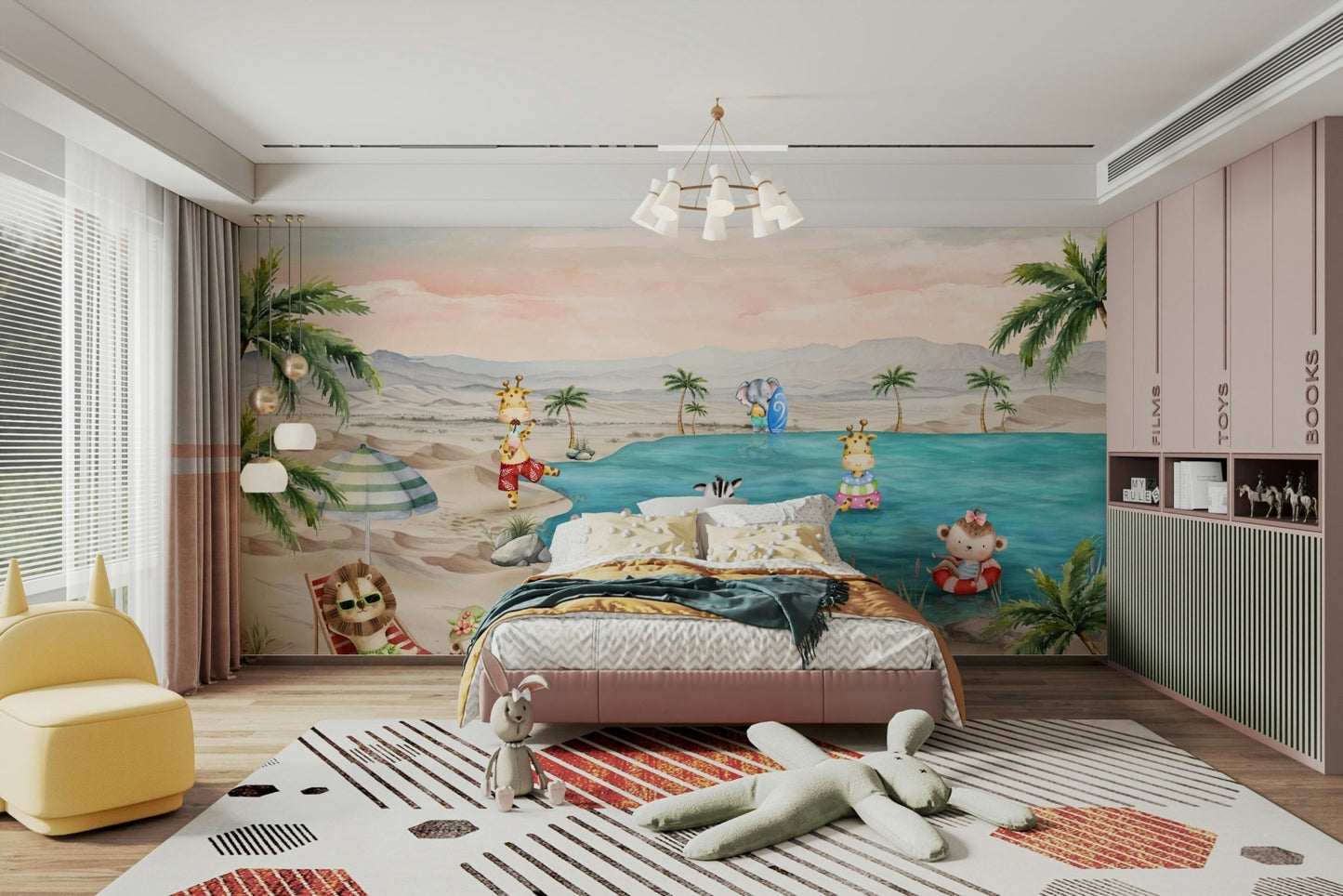 This wallpaper is perfect for a child's room, a bathroom, or a beach house.
