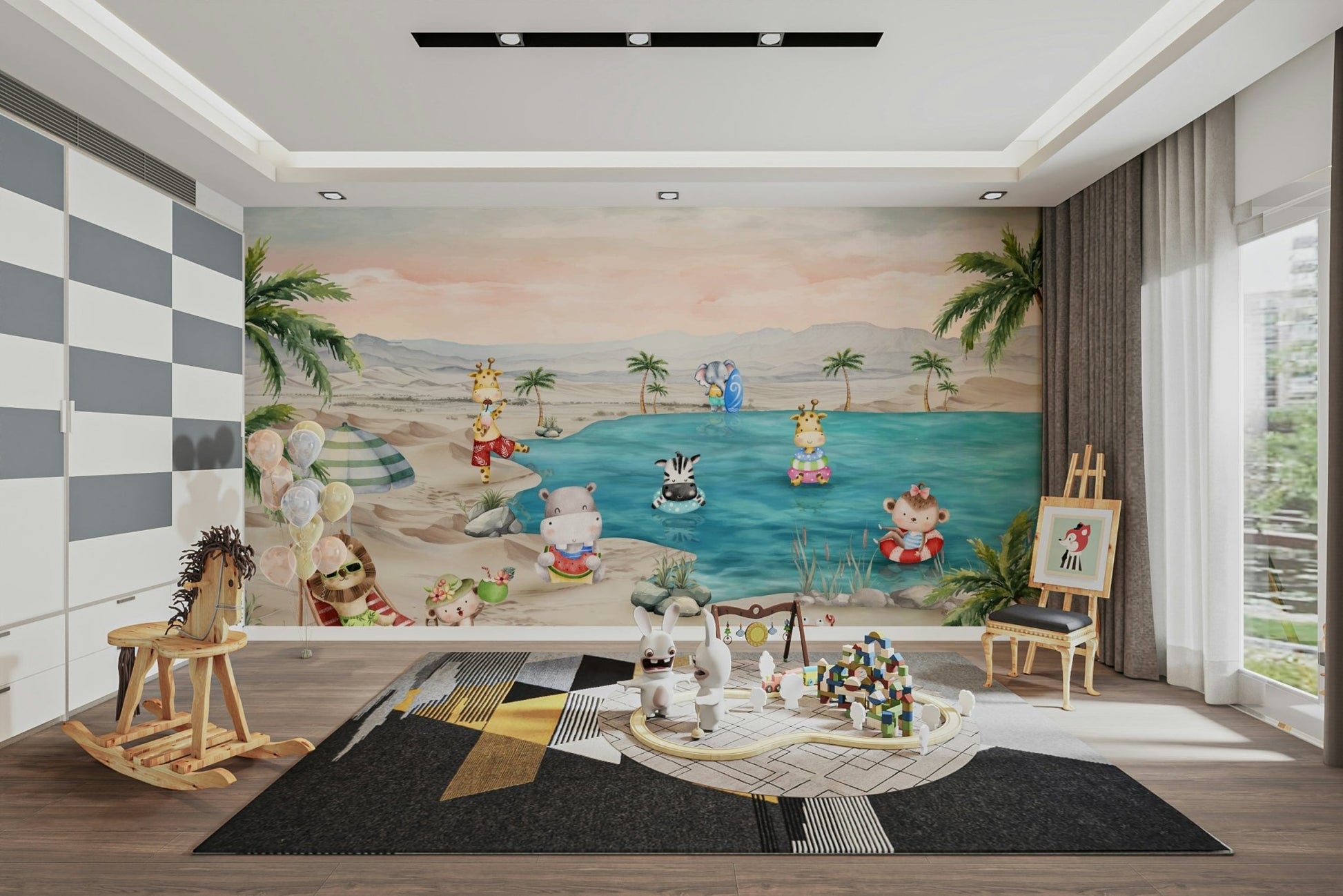 The style is artistic and gentle, not realistic.
