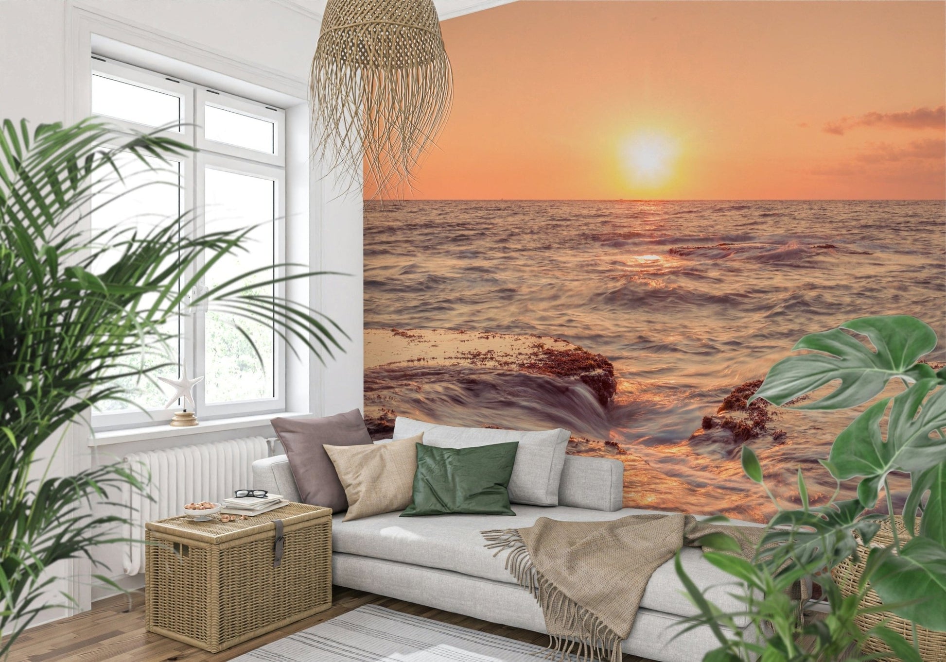 Horizon line Coastal Dawn Wall Murall vast sea visual., GD6442