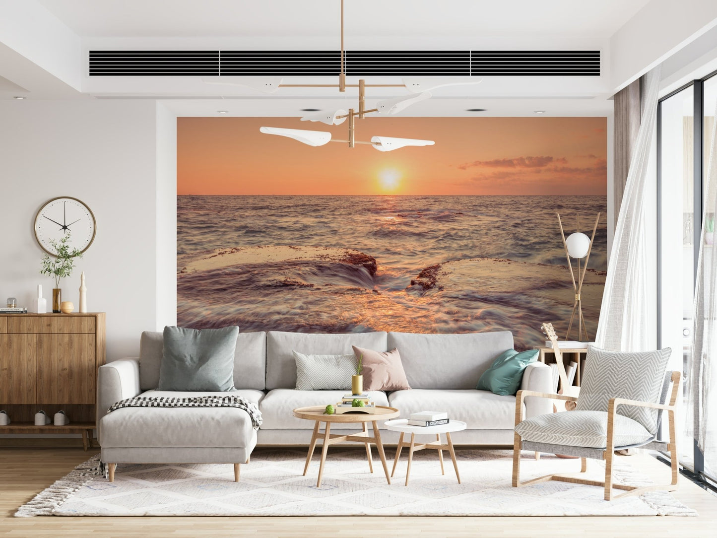 Orange and Coastal Dawn Wall Murall pink sky detail., GD6442