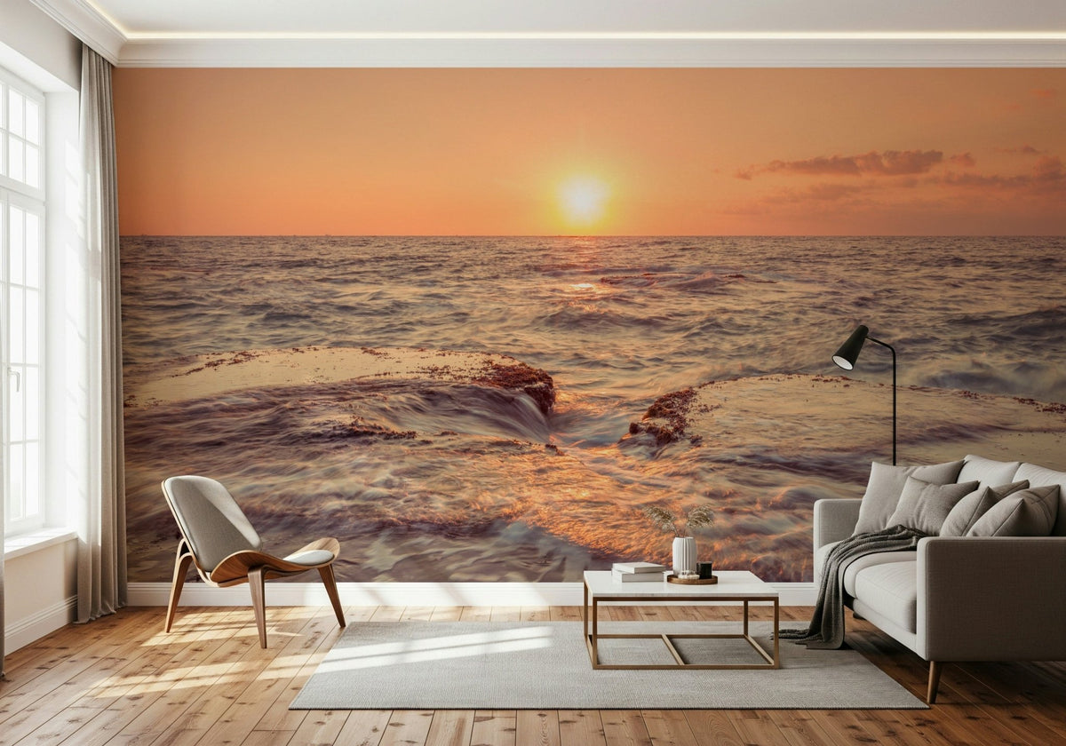 Sunrise over Coastal Dawn Wall Murall water view., GD6442