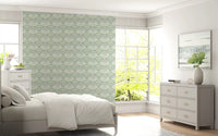 Vintage wave flourishes spread across a Bedroom with Serenity coastal motifs
