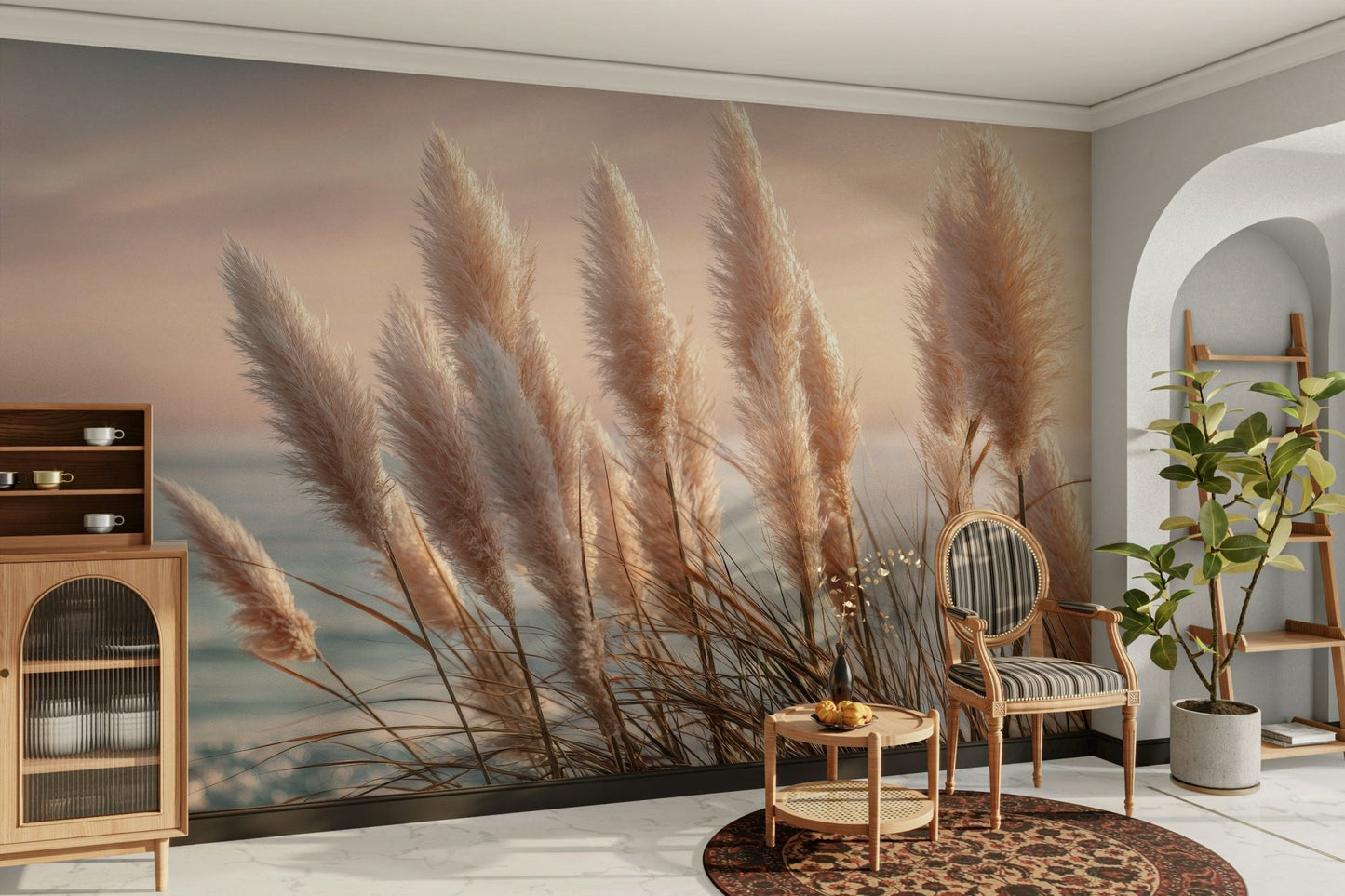 Bedroom with serene Coastal Dreams beach mural

