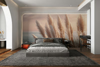 Relaxing mural depicting tranquil coastal scenery

