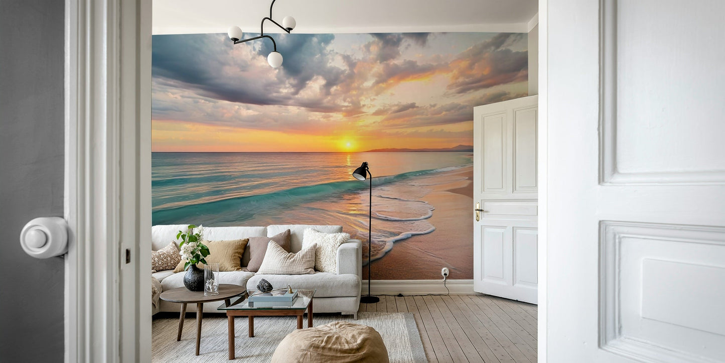 Soft coastal tones wallpaper with sea breeze effect

